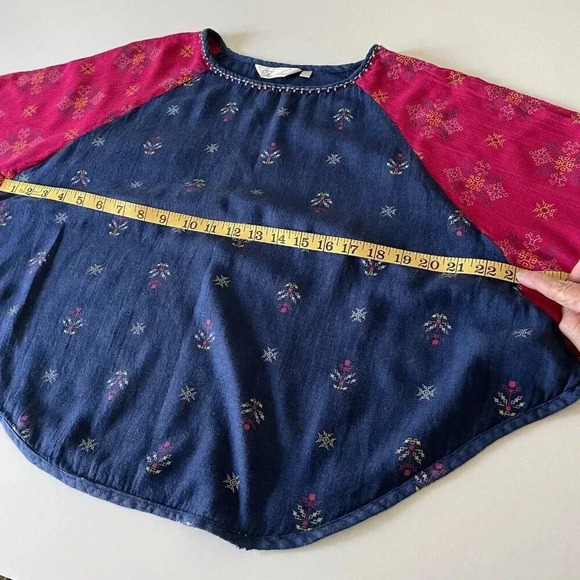 Tavisha Women’s Boho Top Medium Crop Blue/Fuschia Beaded Festival Hippie Casual - Picture 10 of 12